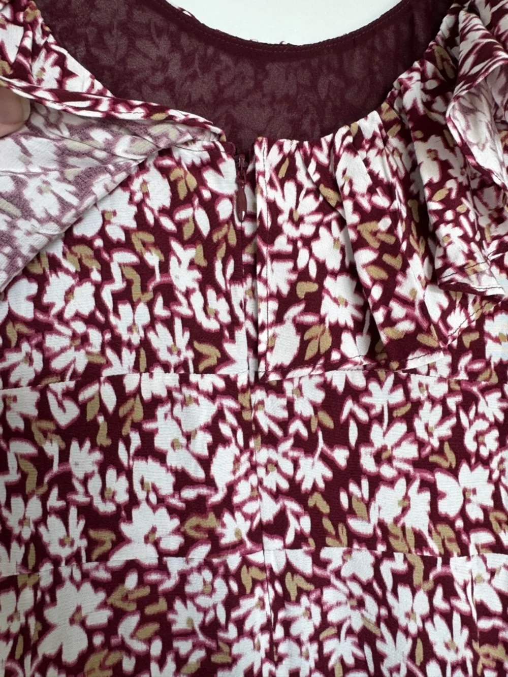 NWOT! MADEWELL Ruffled Scoopneck Maxi Dress Emma Floral Burgundy Size 4 🌸 - Picture 10 of 15